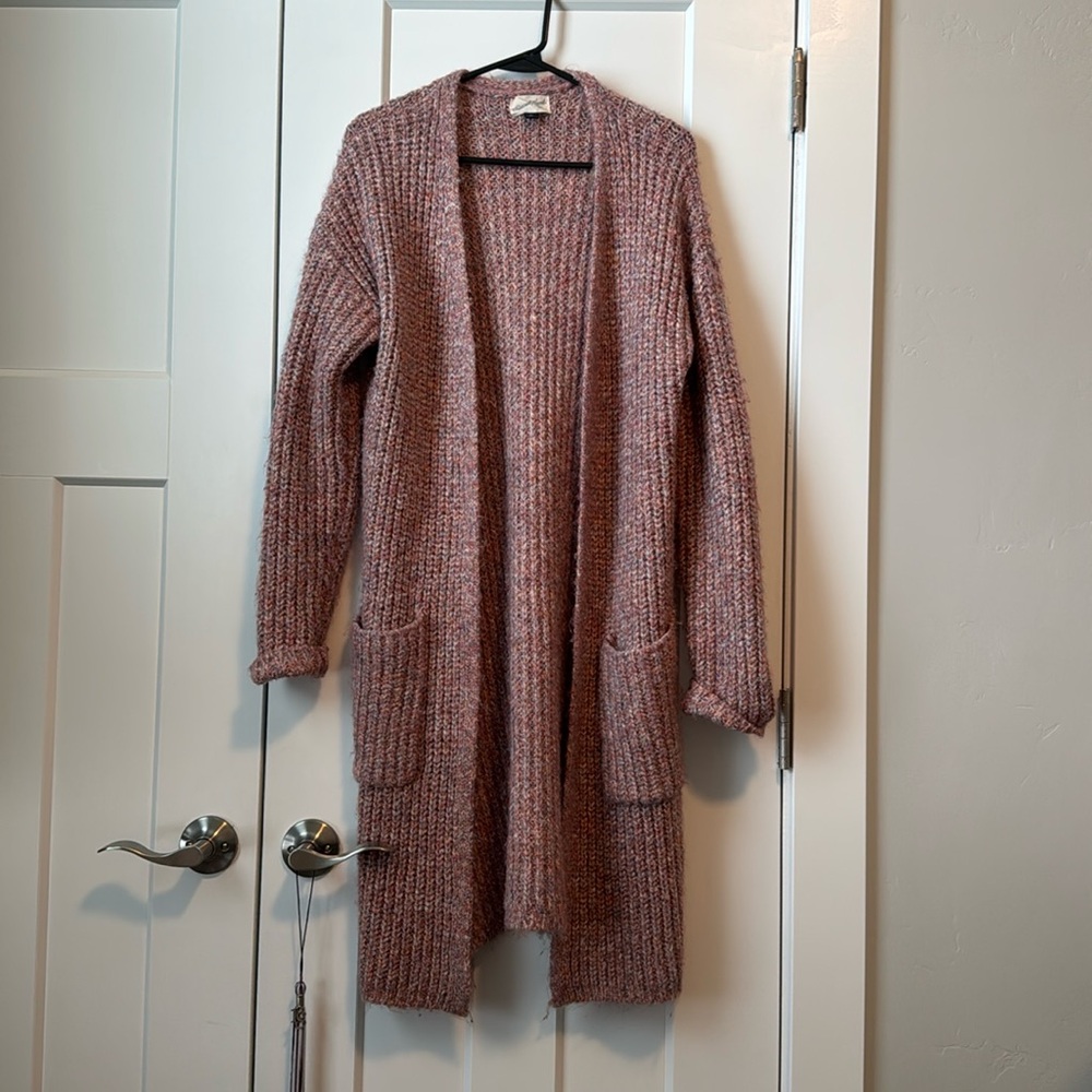 Pink and purple fuzzy cardigan. Excellent condition only worn a time or two.